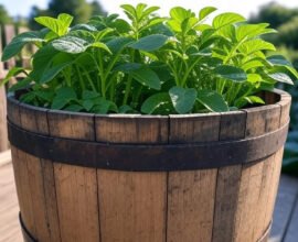 growing potatoes in a barrel